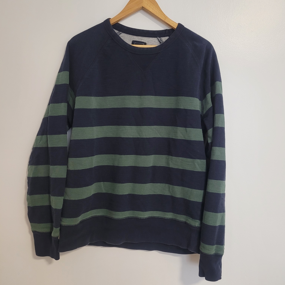 GAP Lived In Men's Striped Crewneck Sweater Size L 100% Cotton
